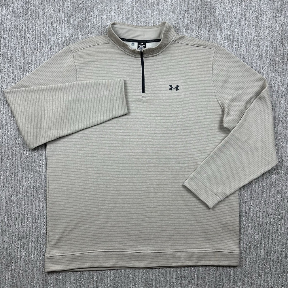 Under Armour UA Storm Golf SweaterFleece Quarter Zip Men's 4XLT Beige Striped